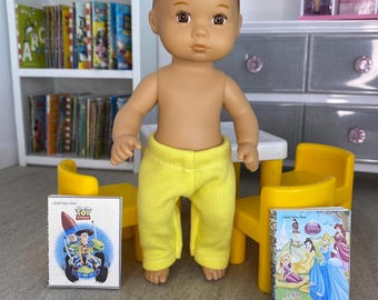 Yellow Doll Pants: Fits 8 inch American Girl Little Bitty Baby Doll, Handmade