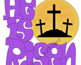 He Is Risen Door Hanger Template: Easter Cross SVG (Digital Download)