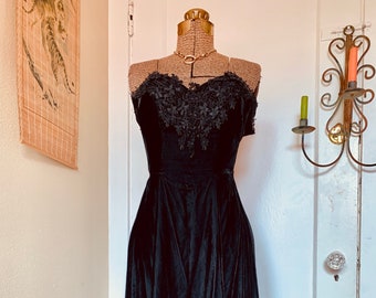 80s GUNNE SAX black velvet sleeveless cocktail dress xxs