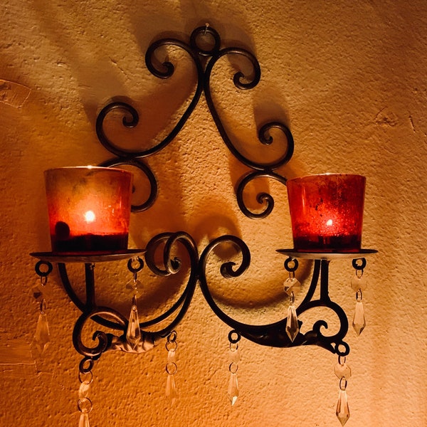 Crystal Wall Sconce Candle Holder Etsy