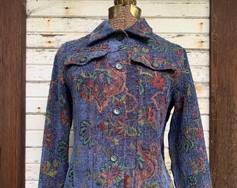 90s paisley tapestry jacket - country boho floral velvet jacket