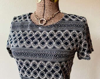 90s black and gold boho top medium