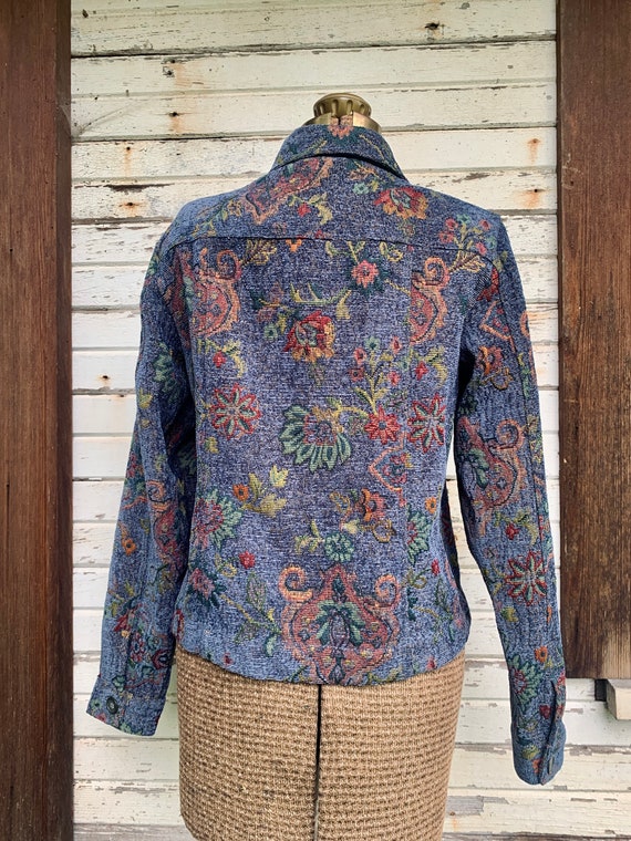 90s paisley tapestry jacket - country boho floral… - image 5