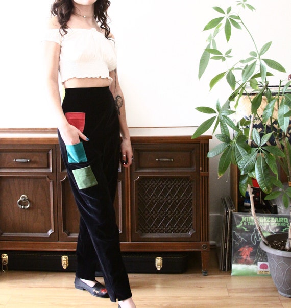 womens vintage trousers - 80s high waisted colorb… - image 3