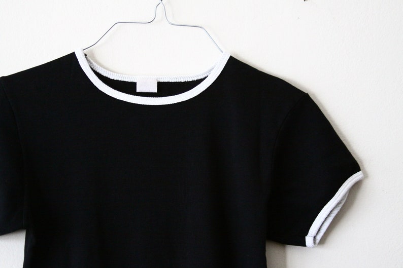 black and white cotton shirt crop top BLACK FRIDAY SALE vintage ringer tee