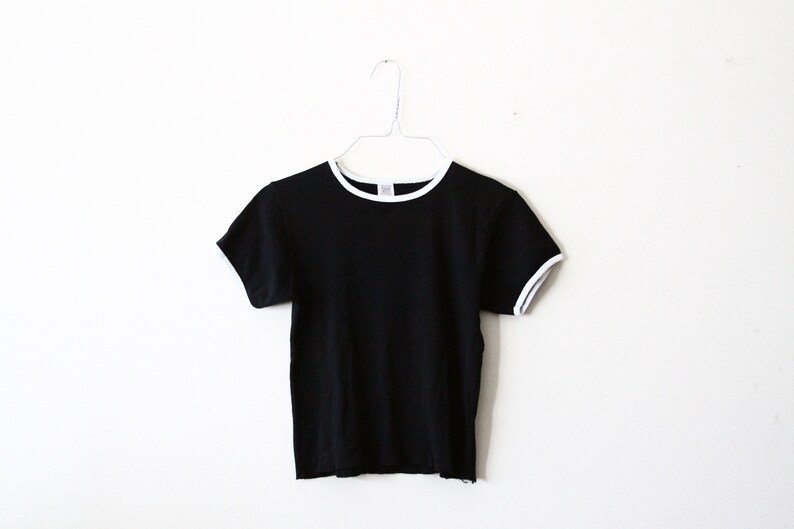 black and white cotton shirt crop top BLACK FRIDAY SALE vintage ringer tee