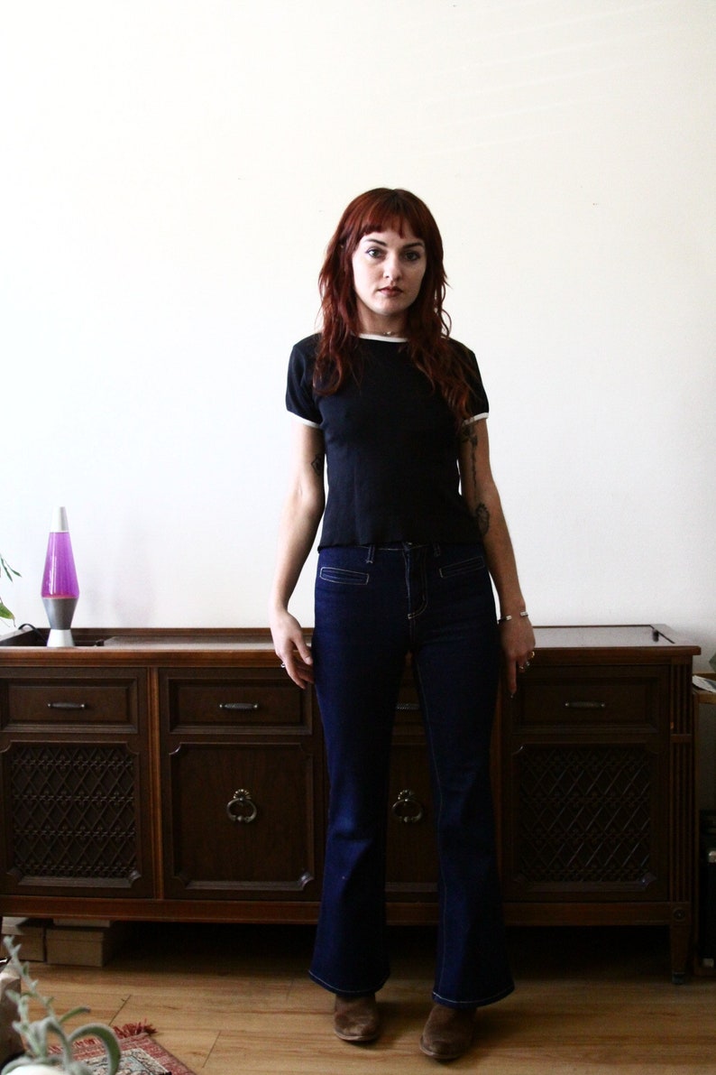 black and white cotton shirt crop top BLACK FRIDAY SALE vintage ringer tee