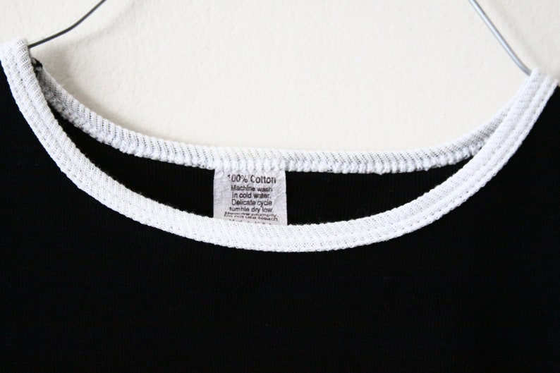 black and white cotton shirt crop top BLACK FRIDAY SALE vintage ringer tee