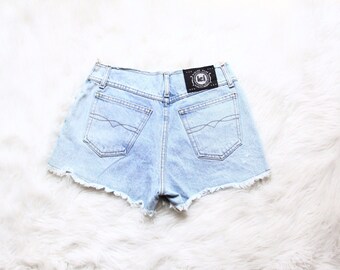 Denim Shorts | Cut Off Jeans | Daisy Dukes | Cheeky Short | Blue Jean Shorts | 90s Denim ( large, 30 waist, size 13 )