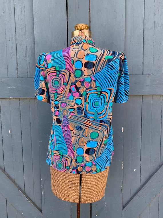 vintage 1980s blouse /& shorts set 80s geometric print short set medium