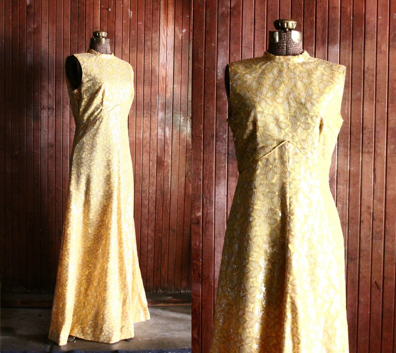 gold 70s dress