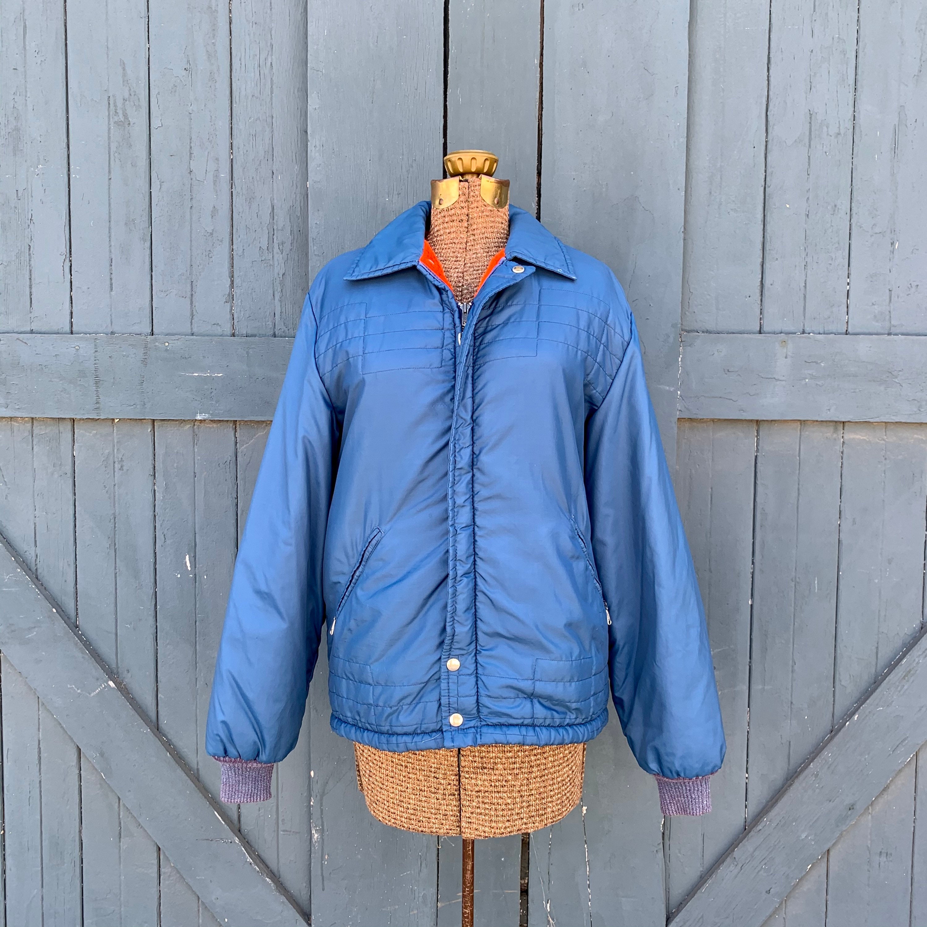 Mens 70s puffer jacket vintage hooded ski jacket fleece | Etsy