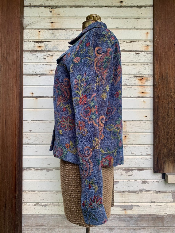 90s paisley tapestry jacket - country boho floral… - image 4