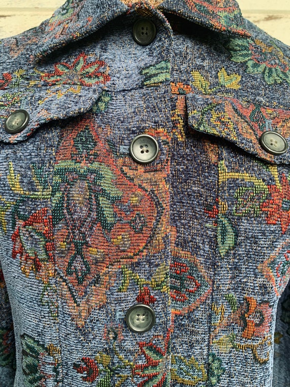 90s paisley tapestry jacket - country boho floral… - image 6