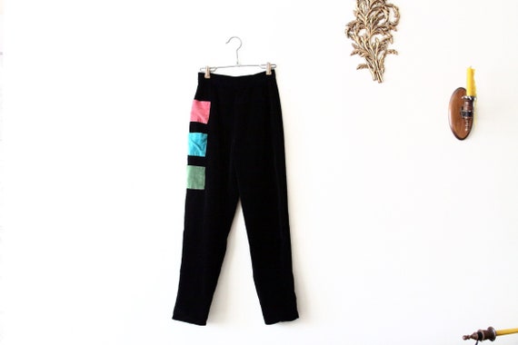 womens vintage trousers - 80s high waisted colorb… - image 1