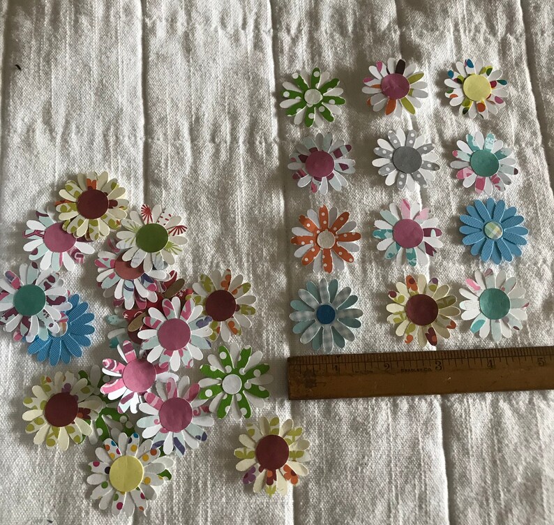30 Assorted Flower Die Cut Punch Embellishments, Cut Outs FREE Shipping