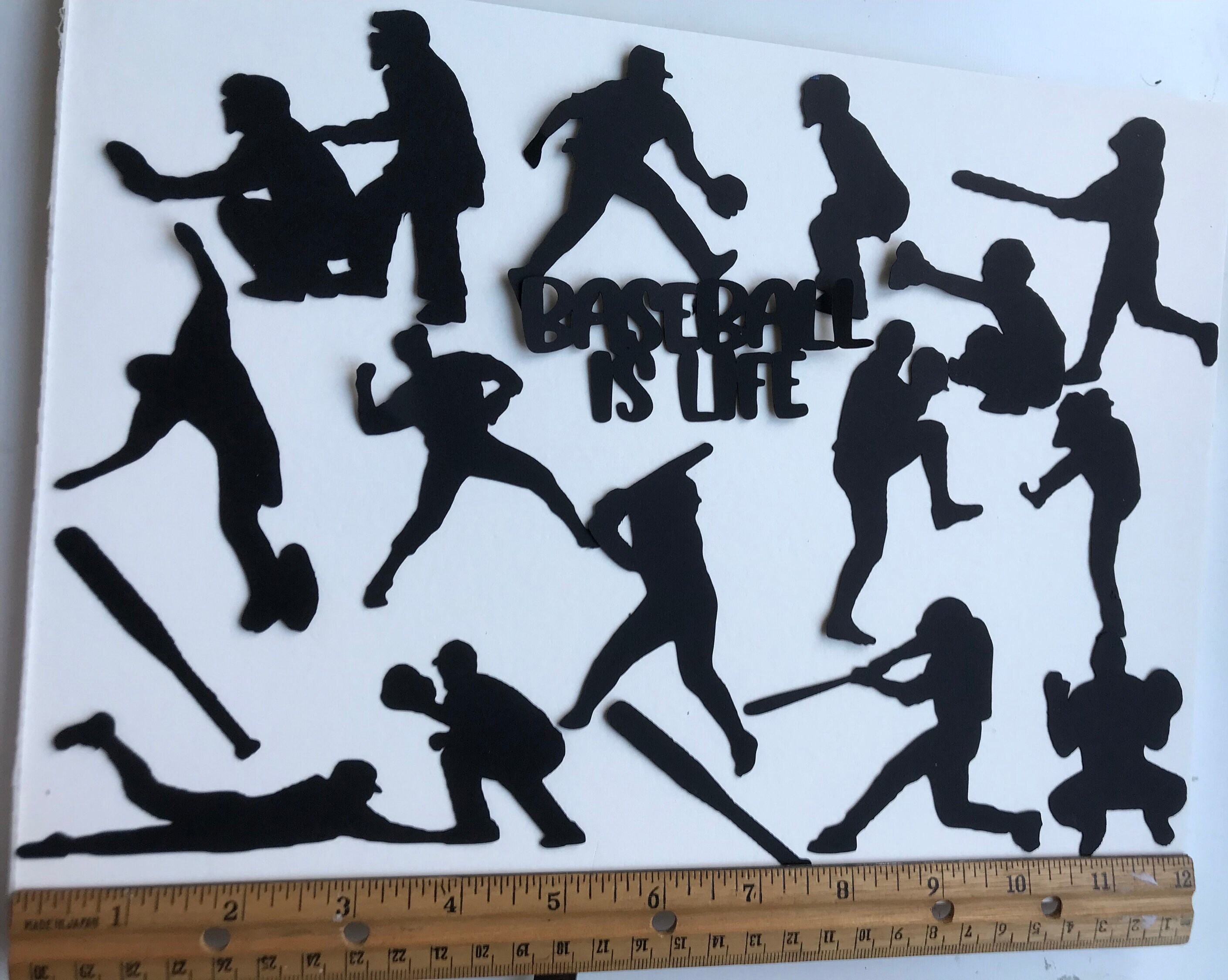Baseball Sports Die Cuts Embellishments Black Silhouettes Cardstock