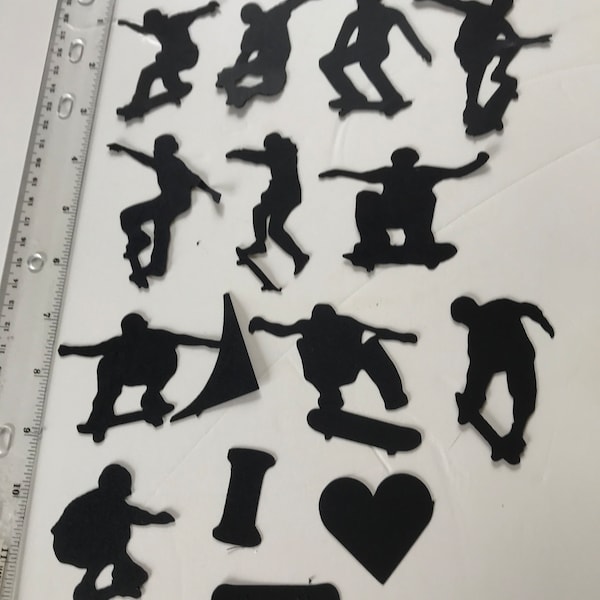 Skateboarding die cuts, Embellishments, Silhouettes, Cut Outs...15 pcs/punches
