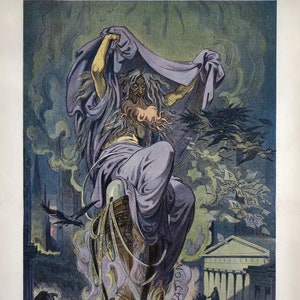 Udo Keppler for Puck Magazine : Dame Rumor The Witch of Wall Street 1909 Giclee Fine Art Print image 3