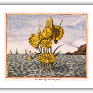 Athanasius Kircher : The Goddess Pussa on a Lotus 1668 Giclee Fine Art Print 12 x 16 inches