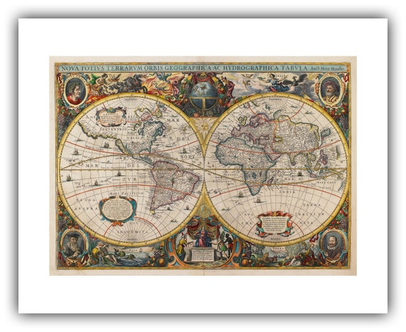 Hendrik Hondius : New Map of the World (atlas Novus, 1641