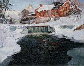 Frits Thaulow : The New Factory in Lillehammer (between 1905 and 1906) - Giclee Fine Art Print