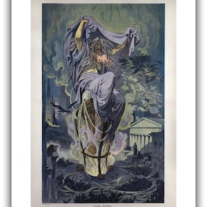 Udo Keppler for Puck Magazine : Dame Rumor The Witch of Wall Street 1909 Giclee Fine Art Print 24 x 36 inches