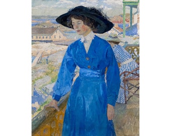 Carl Wilhelmson : Girl in Blue (1910) - Giclee Fine Art Print