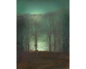 John Atkinson Grimshaw : Figure in the Moonlight (1800s) - Giclee Fine Art Print