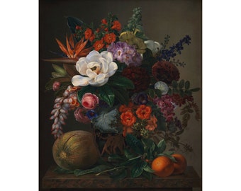 Johan Laurentz Jensen : A Vase with Flowers (1834) - Giclee Fine Art Print
