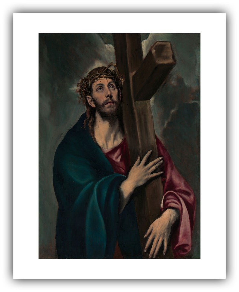 El Greco : Cristo cargando la cruz c. 1577-1587 Giclee Fine Art Print 16 x 20 pulgadas