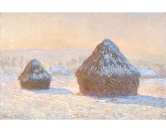 Claude Monet: Wheatstacks, Snow Effect, Morning (1891) - Giclee Fine Art Print