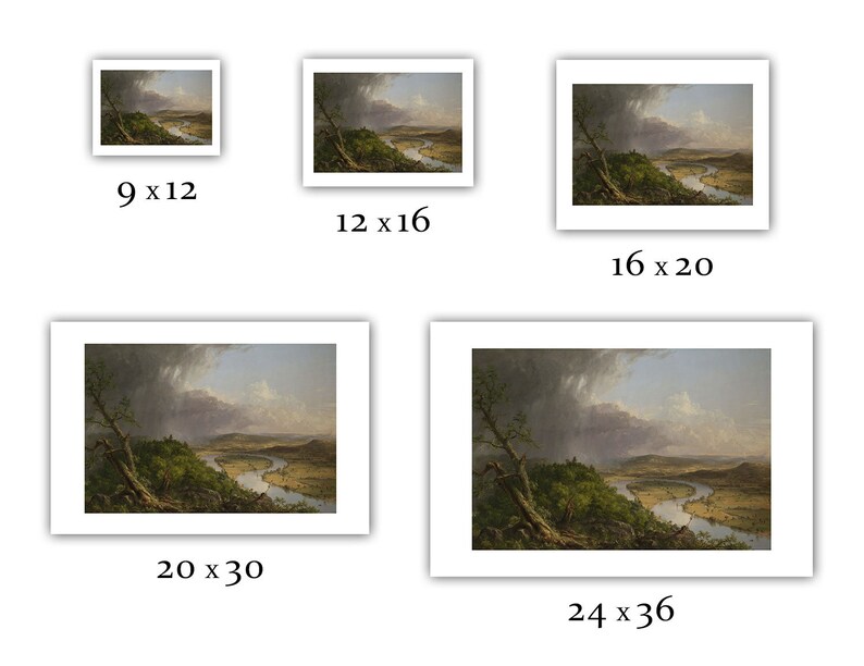 Thomas Cole: Utsikt från Mount Holyoke, Northampton, Massachusetts, efter ett åskväder (Oxbow) (1836) - Giclée-konsttryck bild 3