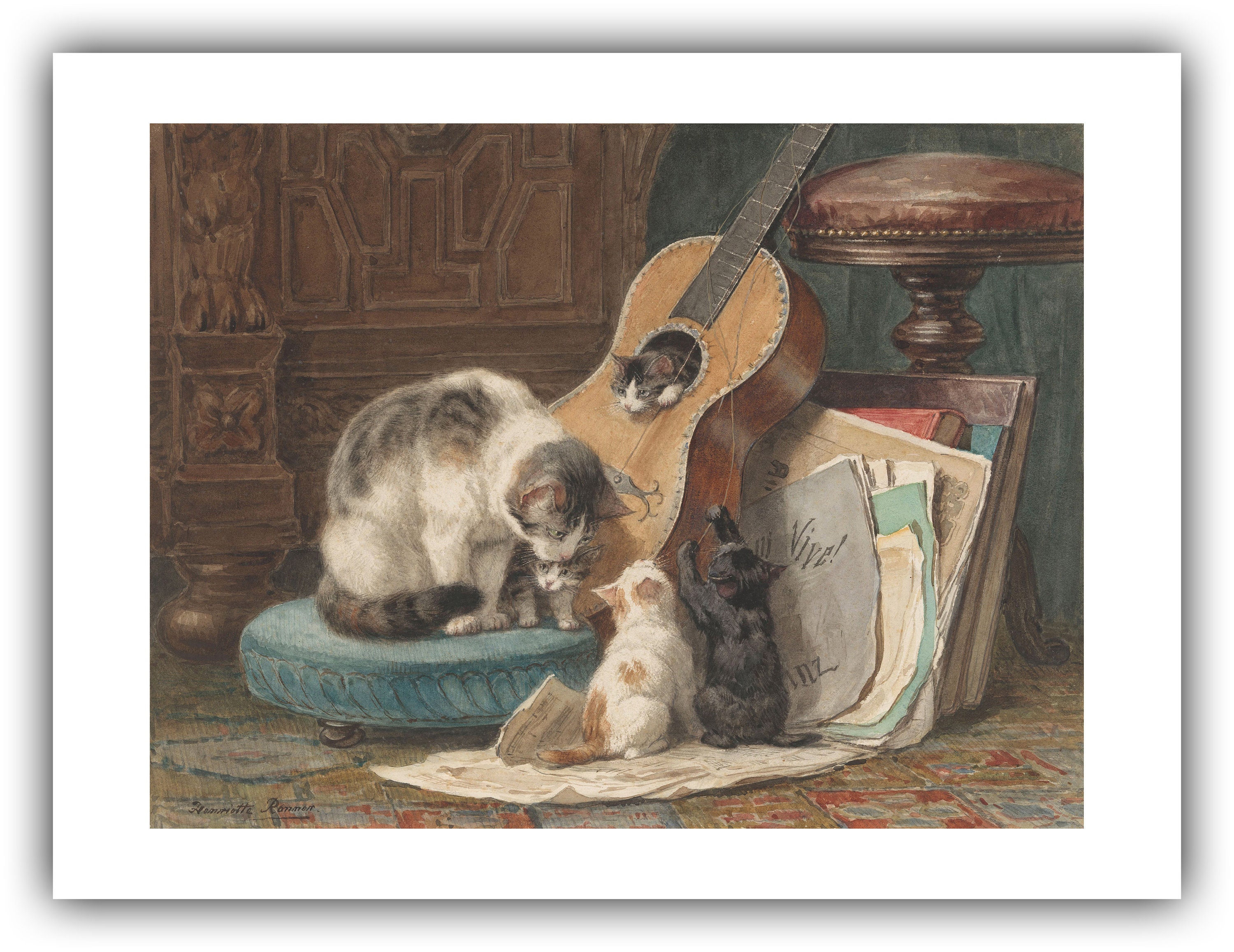 Henriette Ronner-knip : the Cat at Play (c. 1860-1878) - Giclee Fine ...