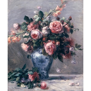 Pierre-Auguste Renoir: Jarrón de rosas (sin fecha) - Giclee Fine Art Print