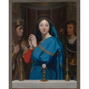 Jean Auguste Dominique Ingres : The Virgin Adoring the Host (1852) - Giclee Fine Art Print