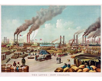 Currier and Ives : The Levee - New Orleans (1884) - Giclee Fine Art Print