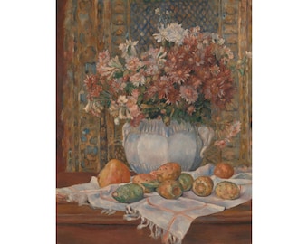 Pierre-Auguste Renoir : Still Life with Flowers and Prickly Pears (c. 1885) - Giclee Fine Art Print