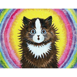 Louis Wain : Cat in a Rainbow (undated) - Giclee Fine Art Print