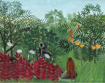 Henri Rousseau : Tropical Forest with Monkeys (1910) - Giclee Fine Art Print