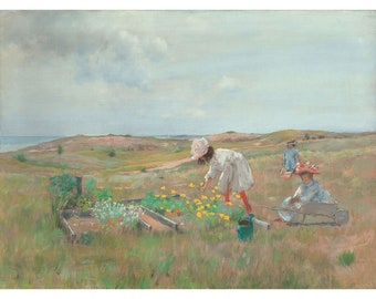 William Merritt Chase : Gathering Flowers, Shinnecock, Long Island (c. 1897) - Giclee Fine Art Print