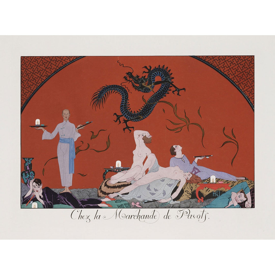 ジョルジュ・バルビエ : Chez la Marchande de Pavots (1921 ジョルジュ・バルビエ : Chez la Marchande de Pavots (1921