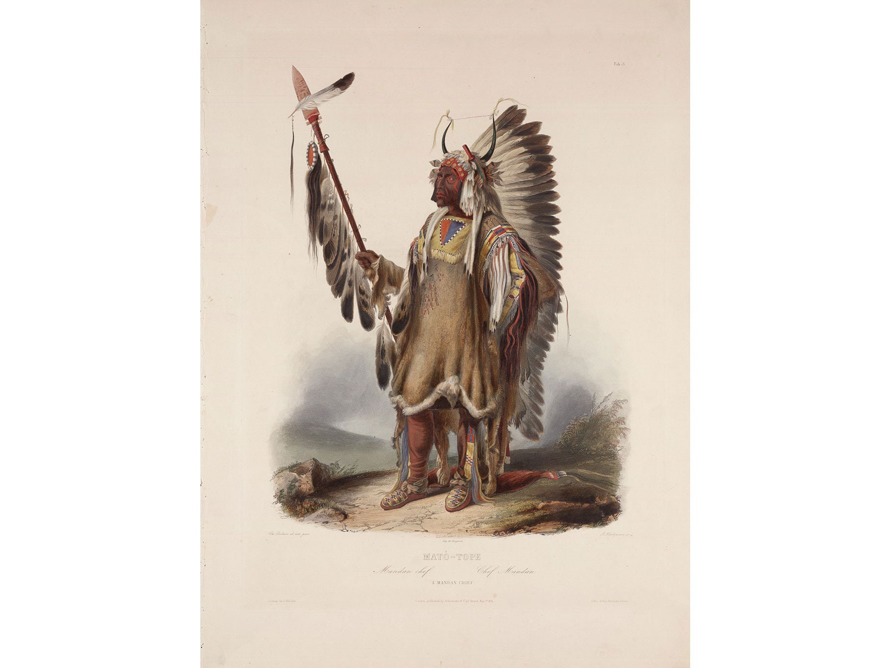 Karl Bodmer : Mato-Tope, the Mandan Chief in His State Dress (Travels in the Interior of North America, 1841) - Giclee Fine Art Print
