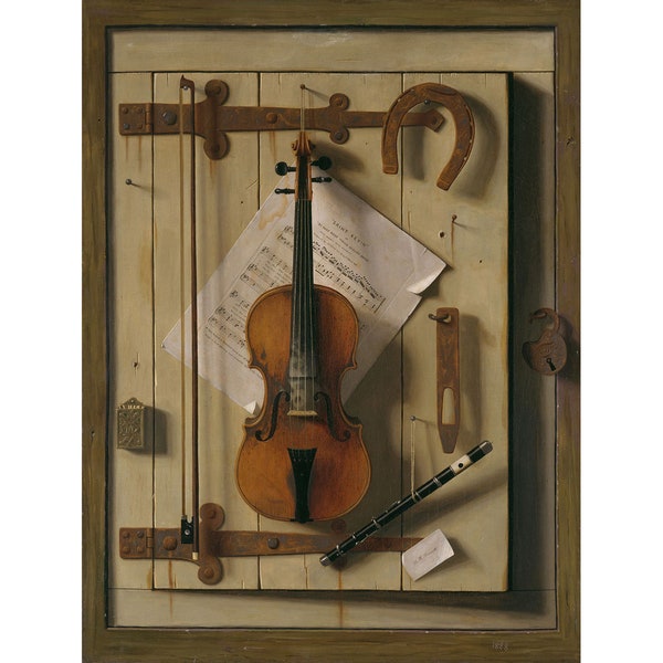 William Michael Harnett : Still Life — Violin and Music (1888) - Giclee Fine Art Print