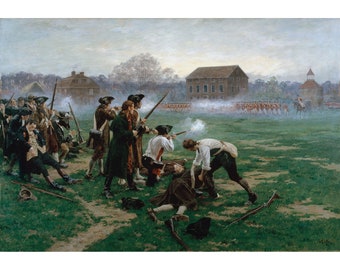William Barnes Wollen : The Battle of Lexington, 19th April 1775 (1910) - Giclee Fine Art Print