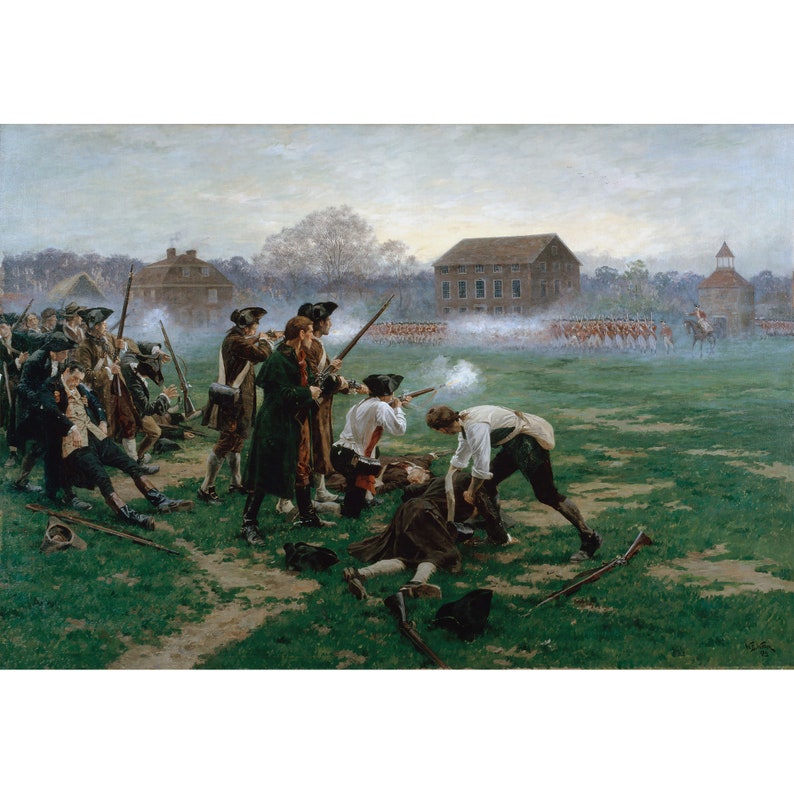 William Barnes Wollen : The Battle of Lexington, 19th April 1775 1910 Giclee Fine Art Print image 1