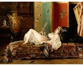 Gustave Leonard de Jonghe : A Reclining Odalisque - Giclee Fine Art Print
