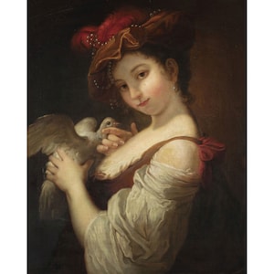 Louis-Jean-Francois Lagrenee : Young Woman with a Dove (after 1755) - Giclee Fine Art Print