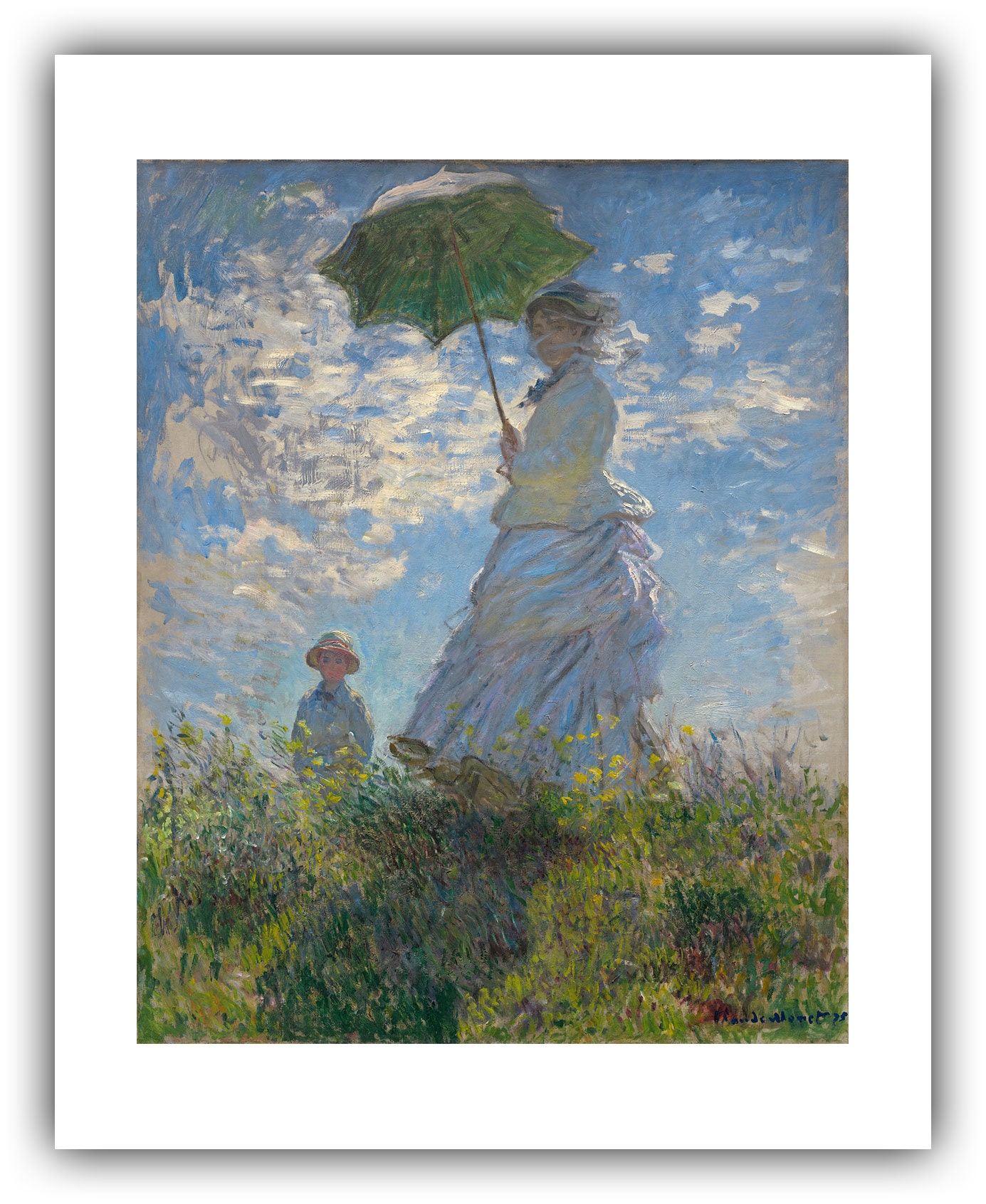 Claude Monet Field with Umbrella Vintage Fine Art Print 