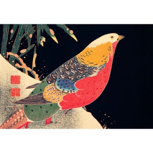 Ito Jakuchu : Golden Pheasant in the Snow (c. 1900) - Giclee Fine Art Print